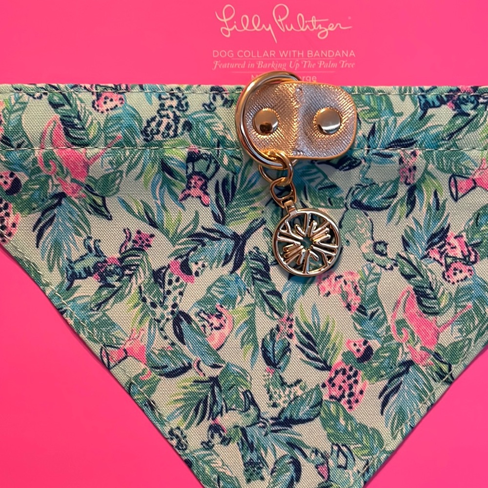 Lilly Pulitzer Dog Collar with Bandana in Barking Up The Palm Tree